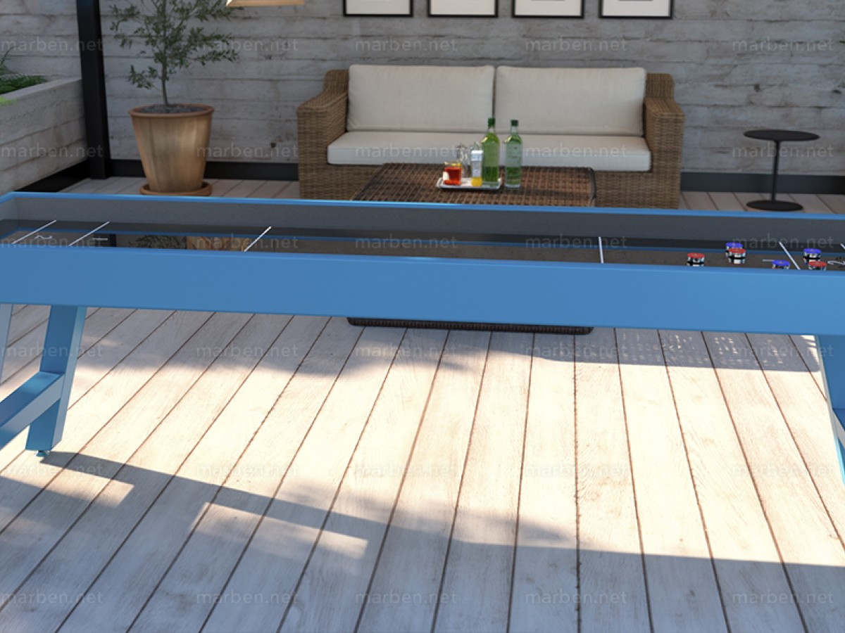 Mesa de Shuffleboard de 9 pies Steel para exterior e interior - AZUL